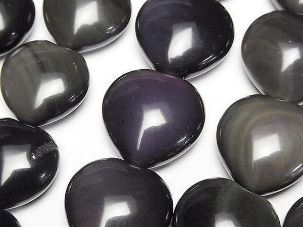 [Video] Rainbow Obsidian AAA Vertical Hole Heart 20x20mm Half or 1strand Beads (approx. 14 inches/34 cm)