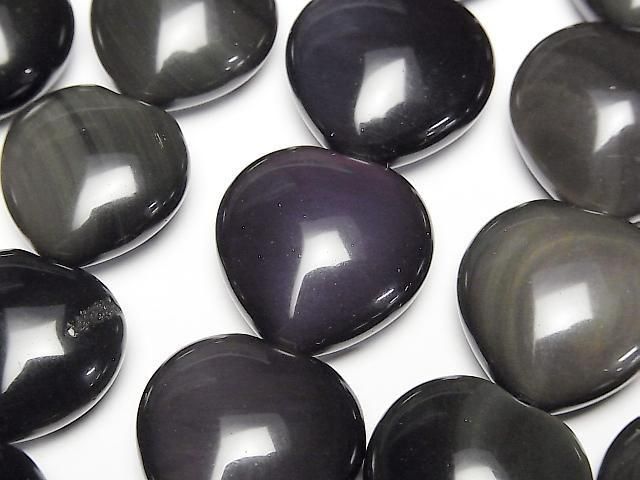[Video] Rainbow Obsidian AAA Vertical Hole Heart 20x20mm Half or 1strand Beads (approx. 14 inches/34 cm)