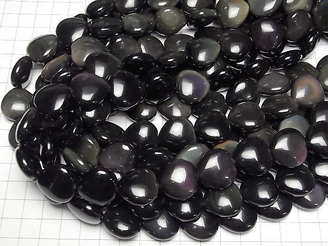 [Video] Rainbow Obsidian AAA Vertical Hole Heart 20x20mm Half or 1strand Beads (approx. 14 inches/34 cm)