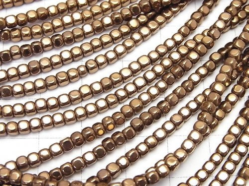 1strand $3.79! Hematite Small Size Cube 3x3mm x 3mm Bronze Coating 1strand beads (aprx.15inch / 38cm)