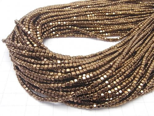 1strand $3.79! Hematite Small Size Cube 3x3mm x 3mm Bronze Coating 1strand beads (aprx.15inch / 38cm)