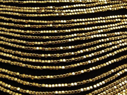 1strand $3.79! Hematite Cube 2 x 2 mm x 2 mm gold coating 1 strand beads (aprx.15 inch / 38 cm)