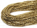 [Video] Hematite Small Size Cube 3 x 3 mm x 3 mm gold coating 1 strand beads (aprx.15 inch / 38 cm)