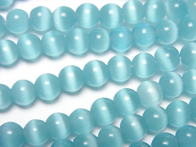 [Video] Blue color Cat's Eye Round 5.5mm 1strand beads (aprx.14inch/34cm)