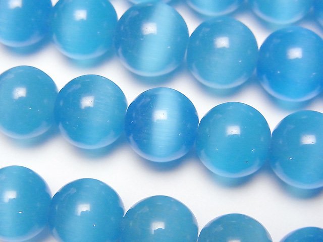 [Video] Blue color Cat's Eye Round 11mm 1strand beads (aprx.13inch/33cm)