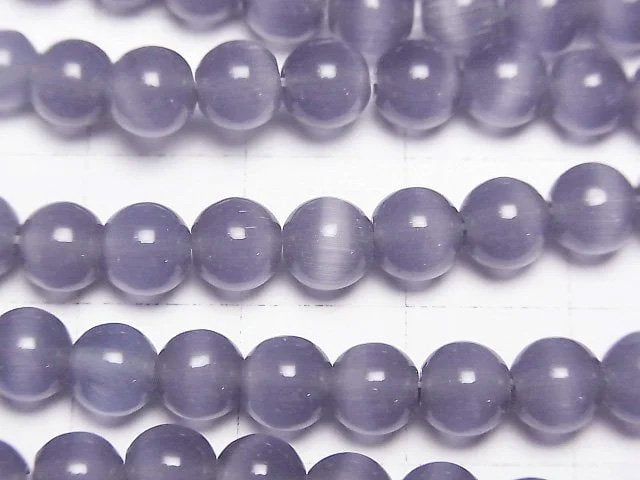 [Video] Lavender purple color Cat's Eye Round 5.5mm 1strand beads (aprx.14inch/34cm)