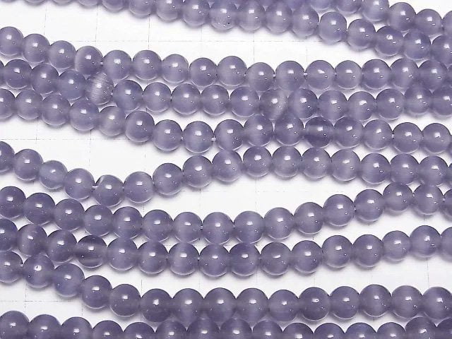 [Video] Lavender purple color Cat's Eye Round 5.5mm 1strand beads (aprx.14inch/34cm)