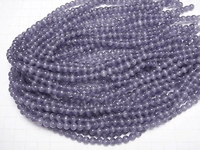 [Video] Lavender purple color Cat's Eye Round 5.5mm 1strand beads (aprx.14inch/34cm)