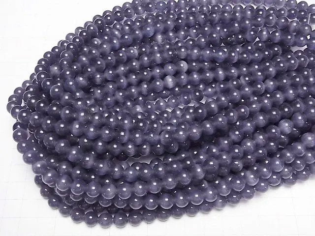 [Video] Lavender purple color Cat's Eye Round 8mm 1strand beads (aprx.15inch/36cm)