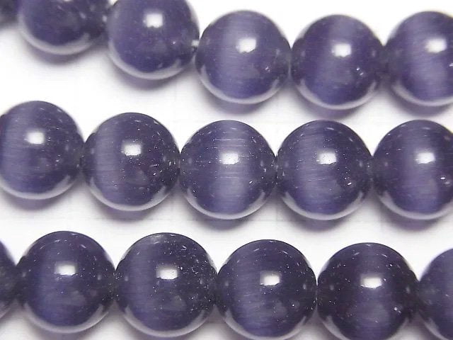 [Video] Lavender purple color Cat's Eye Round 9.5mm 1strand beads (aprx.14inch/35cm)