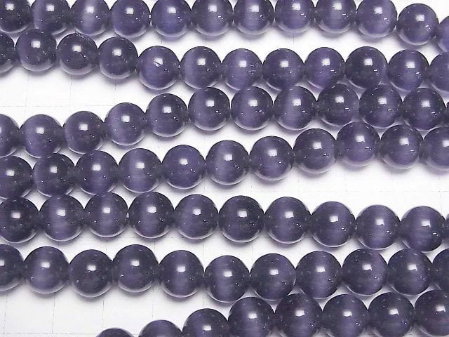 [Video] Lavender purple color Cat's Eye Round 9.5mm 1strand beads (aprx.14inch/35cm)