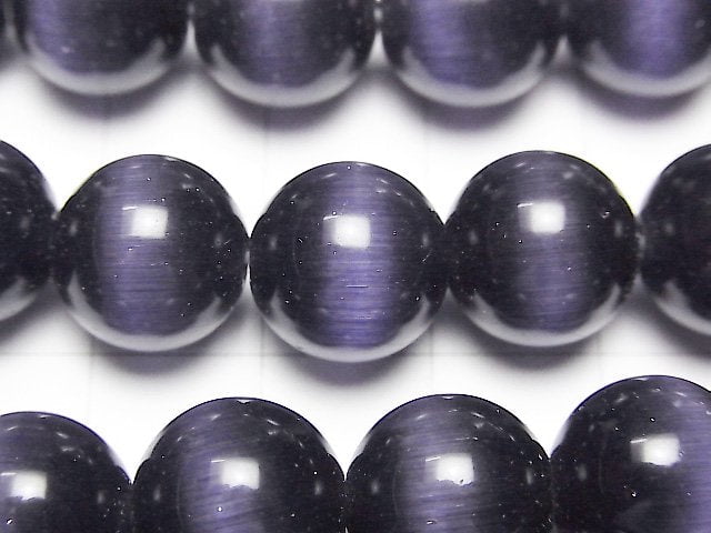 [Video] Lavender purple color Cat's Eye (Glass) Round 12mm 1strand beads (aprx.14inch / 34cm)