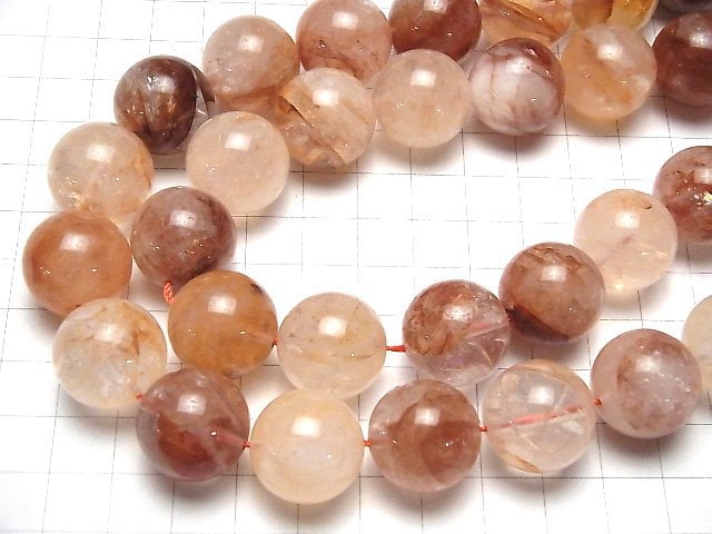 [Video] Red Hematite Quartz Round 18 mm 1/4 or 1strand beads (aprx. 14 inch / 34 cm)