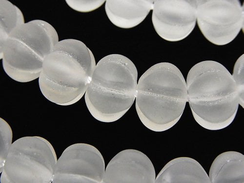 Frosted Crystal Quartz AAA Pumpkin Shape 12x12x8mm half or 1strand (aprx.15inch/37cm)