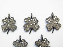 Diamond Clover Charm 11x10x1.5 Silver925 (BKRhodium Plated) 1pc!