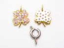 Pink Sapphire Clover Charm 11x10x1.5 Silver925 (18KGP) 1pc!