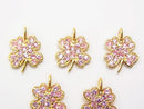 Pink Sapphire Clover Charm 11x10x1.5 Silver925 (18KGP) 1pc!