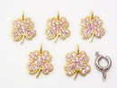 Pink Sapphire Clover Charm 11x10x1.5 Silver925 (18KGP) 1pc!