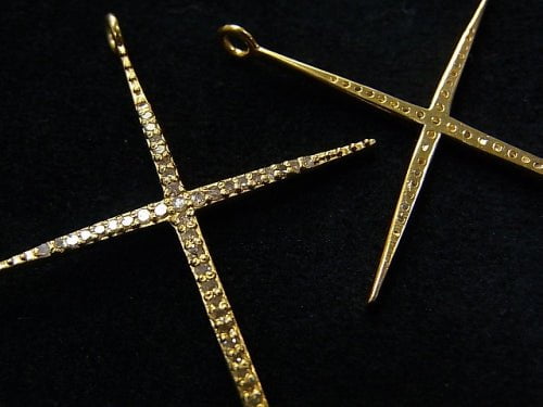 Diamond Cross Charm 56 x 35 x 2 Silver 925 (18 KGP) 1 pc