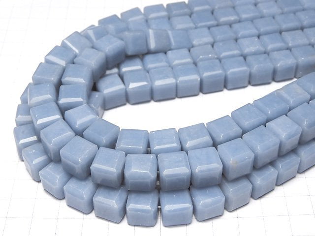 Angelite AA++ Cube Shape 12x12x12mm half or 1strand beads (aprx.15inch/38cm)