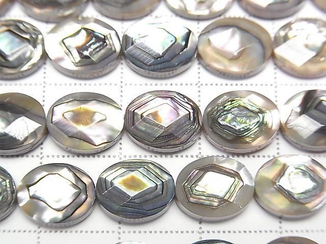 鮑魚殼刻面橢圓形 10x8x5mm 1/4或1串珠子 (約15英吋/38公分)