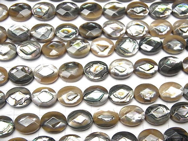 Abalone Shell  Faceted Oval 10x8x5mm 1/4 or 1strand beads (aprx.15inch/38cm)