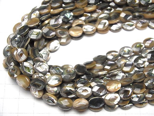 Abalone Shell  Faceted Oval 10x8x5mm 1/4 or 1strand beads (aprx.15inch/38cm)
