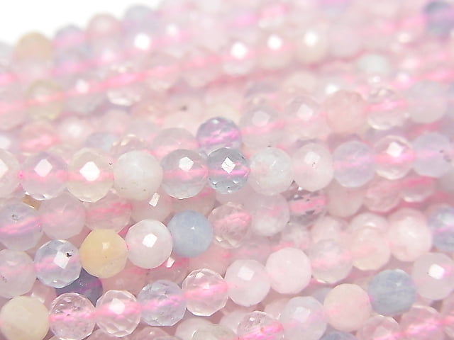 [Video] High Quality! Beryl mix AA++ Faceted Round 4mm 1strand beads (aprx.15inch/37cm)