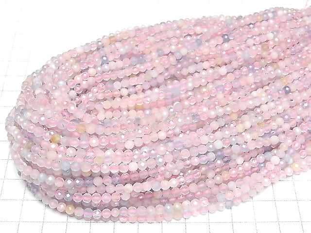 [Video] High Quality! Beryl mix AA++ Faceted Round 4mm 1strand beads (aprx.15inch/37cm)