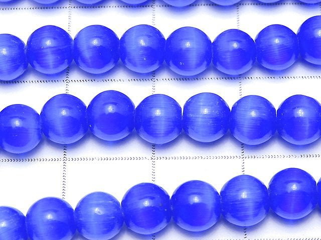 1strand $2.39! Blue Color 4Cat's Eye (Glass) Round 6mm 1strand beads (aprx.14inch / 34cm)