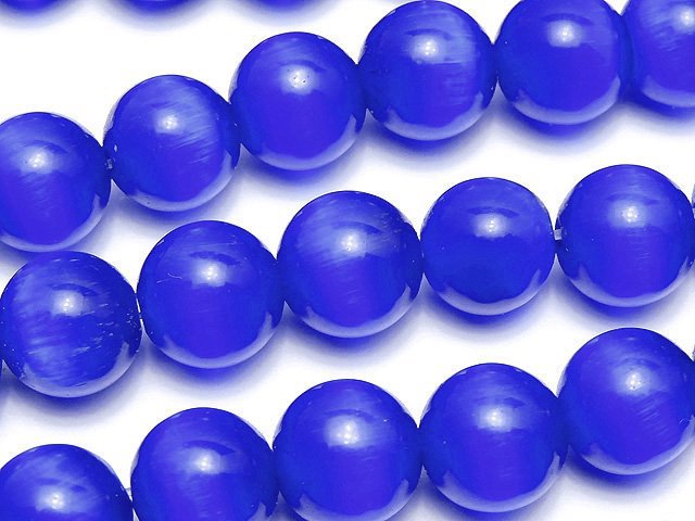 [Video] Dark blue color Cat's Eye Round 10mm 1strand beads (aprx.15inch/36cm)