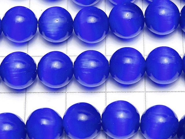 [Video] Dark blue color Cat's Eye Round 10mm 1strand beads (aprx.15inch/36cm)