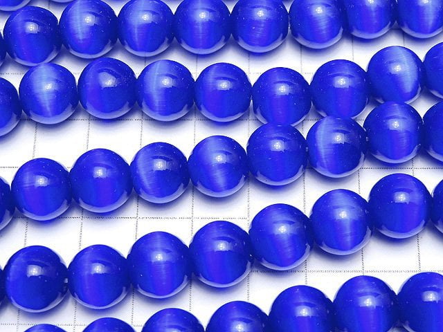 [Video] Dark blue color Cat's Eye Round 12mm 1strand beads (aprx.14inch/34cm)