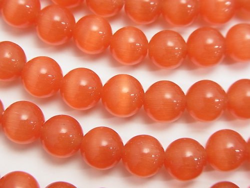 1strand $2.79! Red Color Cat's Eye (Glass) Round 8mm 1strand (aprx.14inch / 35cm)