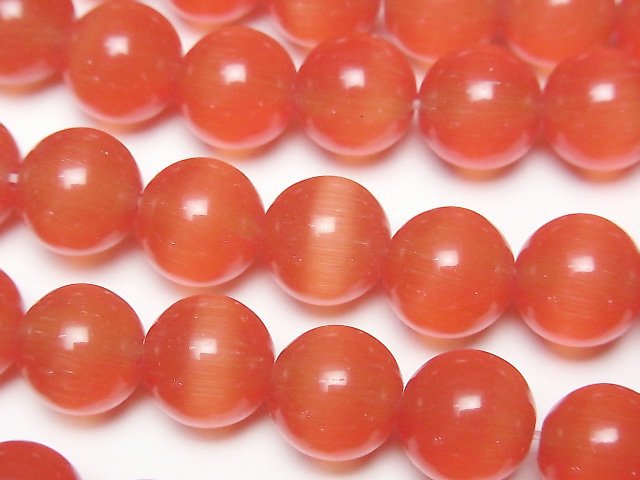 [Video] Red color Cat's Eye Round 9.5mm 1strand beads (aprx.14inch/35cm)