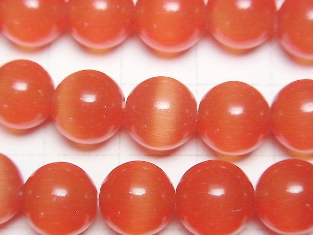 [Video] Red color Cat's Eye Round 9.5mm 1strand beads (aprx.14inch/35cm)