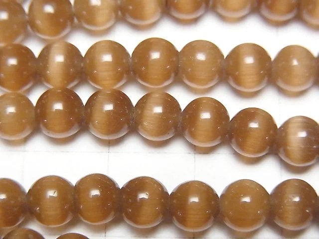 [Video] Brown color Cat's Eye Round 6mm 1strand beads (aprx.15inch/36cm)