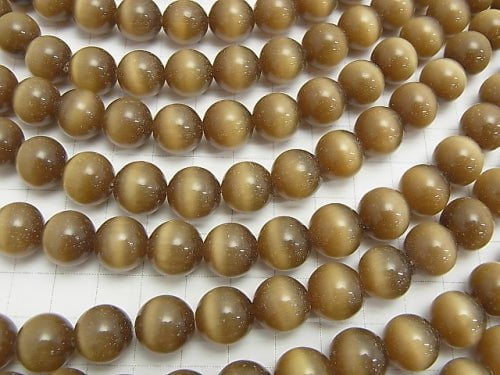 [Video] Brown color Cat's Eye Round 12mm 1strand beads (aprx.15inch/36cm)