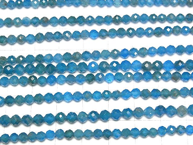 [Video] High Quality! Blue Apatite AA+ Faceted Round 4mm 1strand beads (aprx.15inch / 37cm)