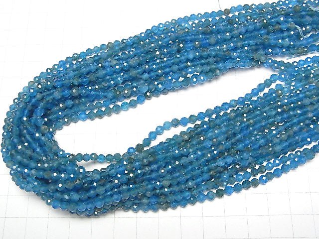 [Video] High Quality! Blue Apatite AA+ Faceted Round 4mm 1strand beads (aprx.15inch / 37cm)