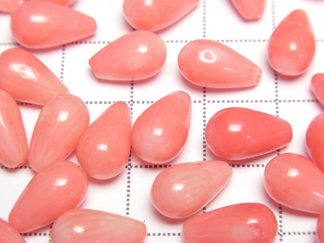 Corail rose (teint) goutte demi-percée (lisse) 12x7mm 4 pièces