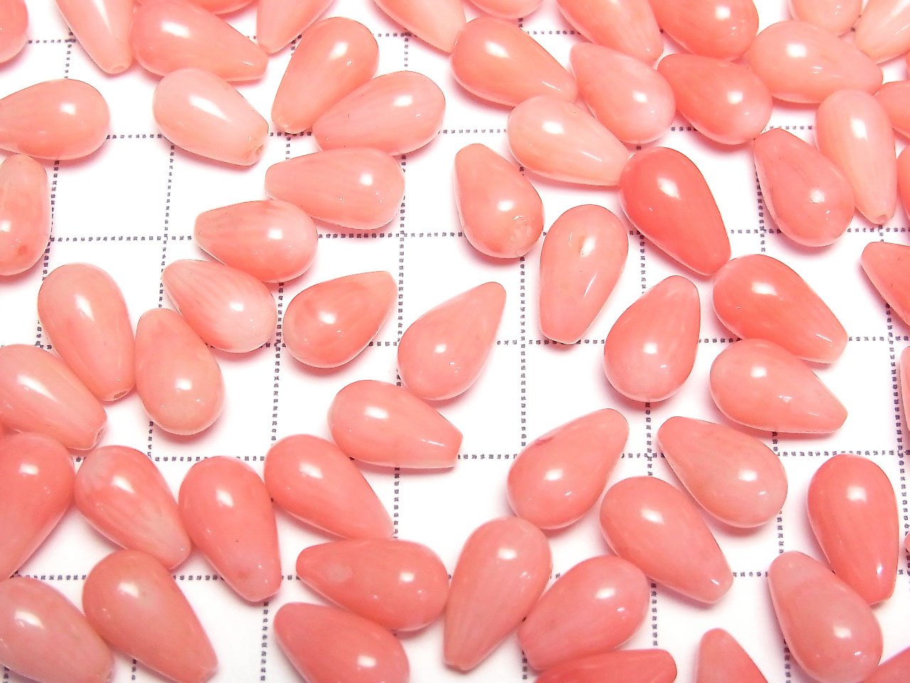 Corail rose (teint) goutte demi-percée (lisse) 12x7mm 4 pièces