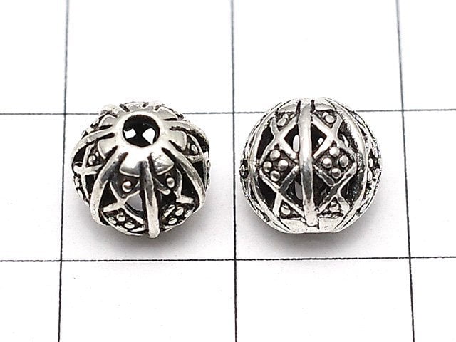 Metal Parts Design Round Beads 8mm Silver Color NO.2 10pcs $4.19!