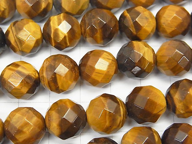 Yellow Tiger's Eye AA++ 64Faceted Round 12mm half or 1strand beads (aprx.15inch/36cm)