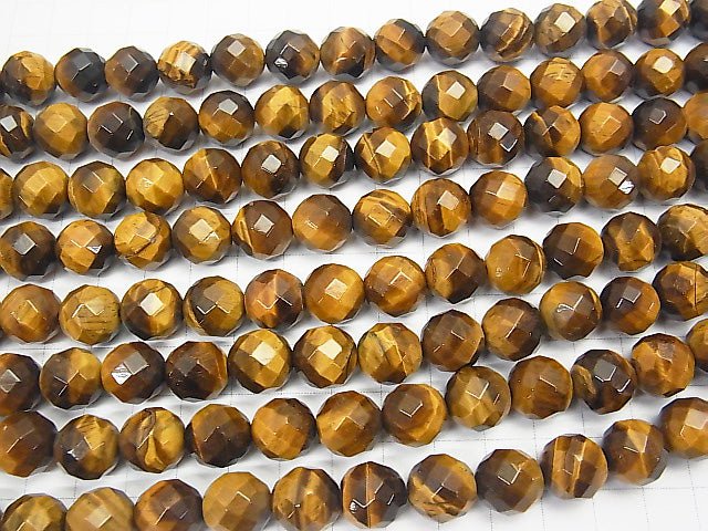 Yellow Tiger's Eye AA++ 64Faceted Round 12mm half or 1strand beads (aprx.15inch/36cm)