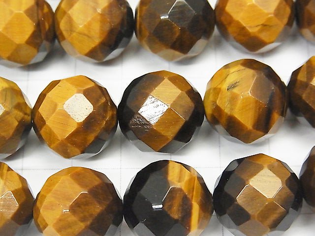 Yellow Tiger's Eye AA ++ 64 Faceted Round 16 mm half or 1 strand beads (aprx.15 inch / 36 cm)