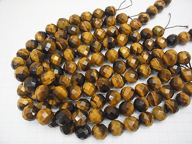 Yellow Tiger's Eye AA ++ 64 Faceted Round 16 mm half or 1 strand beads (aprx.15 inch / 36 cm)
