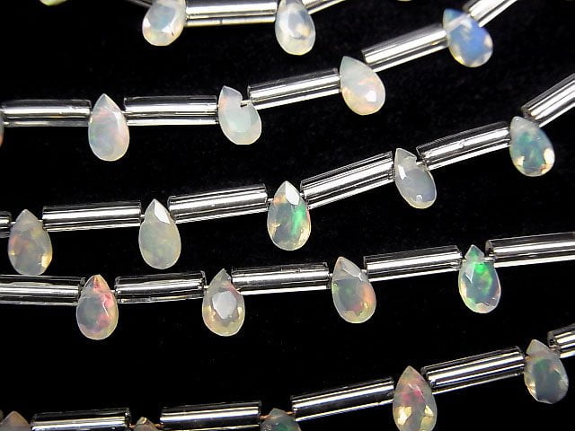 [Video] High Quality Ethiopia Opal AAA Pear shape Faceted 5x3mm 1strand beads (aprx.4inch / 9cm)