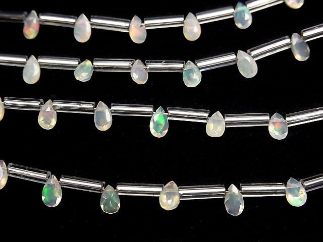 [Video] High Quality Ethiopia Opal AAA Pear shape Faceted 5x3mm 1strand beads (aprx.4inch / 9cm)