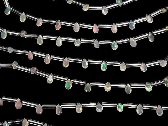 [Video] High Quality Ethiopia Opal AAA Pear shape Faceted 5x3mm 1strand beads (aprx.4inch / 9cm)